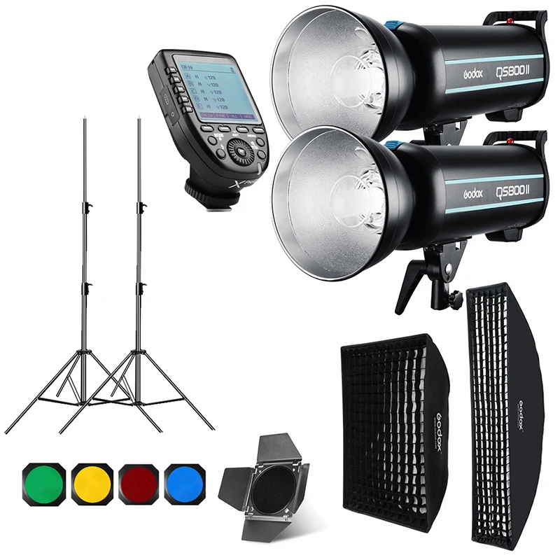 

Godox QS800II 2x 800Ws Photo Studio Flash Lighting,XPRO Trigger,Softbox,280cm Light Stand,Barn Door, built-in Receivers, Other