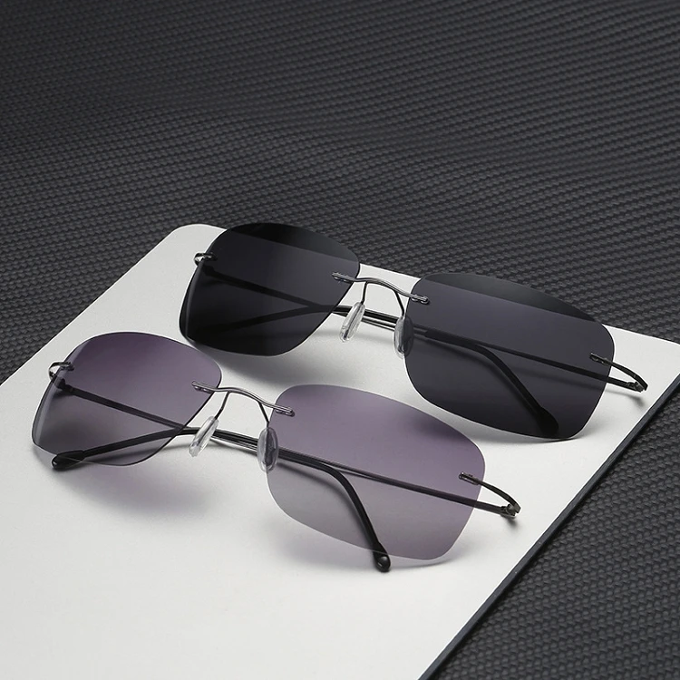 

Foldable Lightweight Titanium Polarized Sunglasses Anti-UV Sunglasses Unisex Rimless Sunglasses