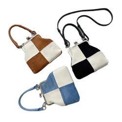 2021 Autumn Fashion Women Handbag Shoulder Bag Contrast Grid Messenger Bags Canvas