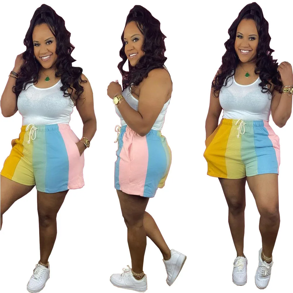 

European and American casual fashion women's clothing digital printing rainbow stripe casual pants, Picture