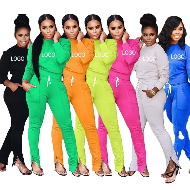 

Fashion Women Joggers Suits Sets Track And Jogging Suit Polyester Feet Zip Training Jogging Wear For Women, All color avaliable