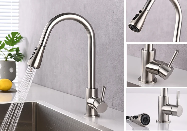Top Sale Commercial Home Stainless Steel SUS 304 Single Handle Kitchen Sink Faucet