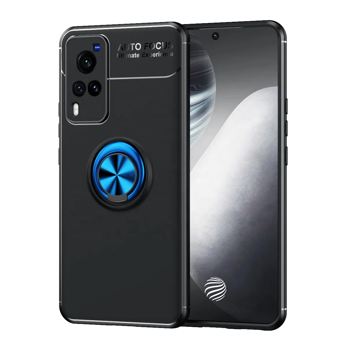 

Anti-Knock Flexible TPU Metal Ring Holder Back Cover Magnetic Phone Case for VIVO X60 X60 Pro, Multi colors