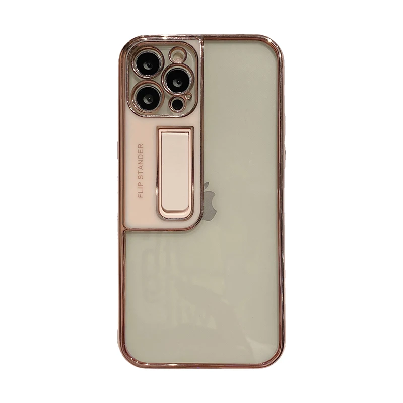 

new transparent electroplating invisible bracket mobile phone case is suitable for iPhone 12 11 pro max anti-fall protective, Multi-color, can be customized