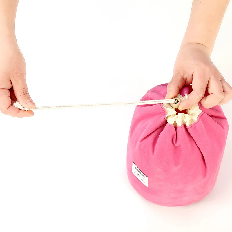 

H387 Flannel Fabric Round Shape Drawstring Storage Makeup Bags Multi Colour Travel Portable Cosmetics Organizers Bag