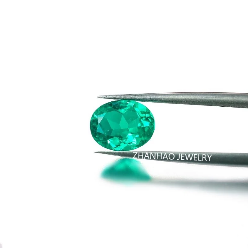 

Wholesale gemstone oavl cut for mens ring swat emerald stone Hydrothermal emerald