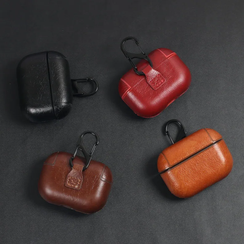 

Factory price OEM 4 colors leather cover case for airpods pro leather case brown