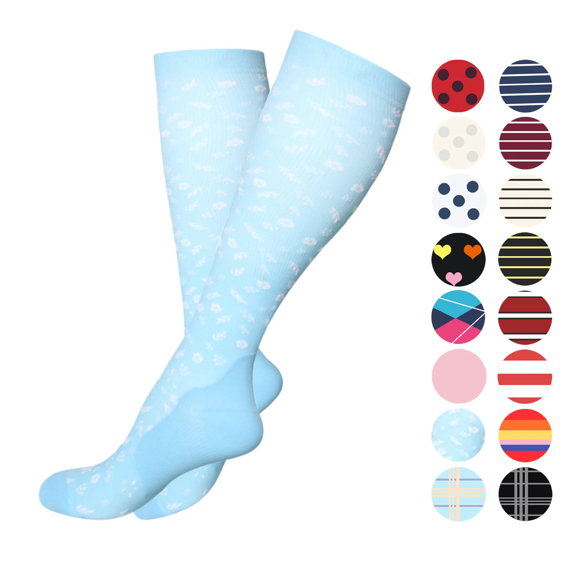 

Wholesale 20-30mmhg Copper Colores Medical Knee High Running Cycling Nurse Football Medias De Compresion, Black and skin color