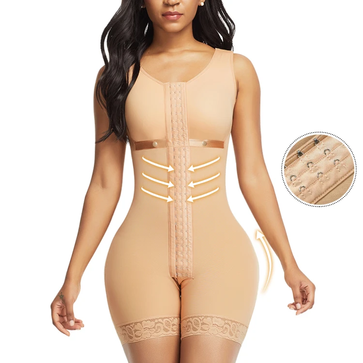 

New Design Compression Elasticity Adjustable Hooks Tummy Control Lingerie Women Full Body Shaper Shapewear Bodysuit, As show