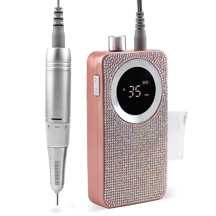 

High Quality Durable Nail Machine Electric Rechargeable Rhinestones Nail Polisher Portable Nail Drill, Rose gold white black