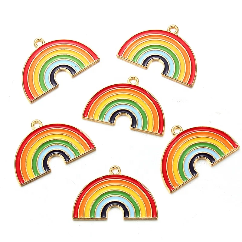 

Enamel Rainbow Charms pendant for bracelet jewelry making alloy rainbow Handmade For necklace Making And Crafting, Picture show