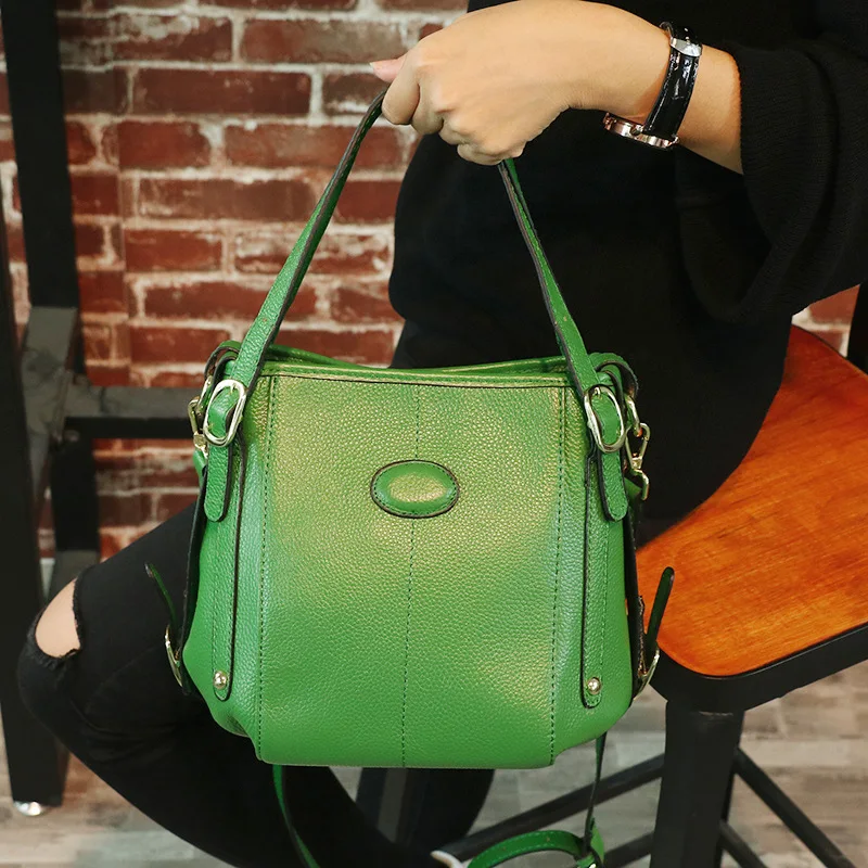 

Bags 2021 new trendy bucket bag ladies leather handbag fashion cowhide shoulder messenger female