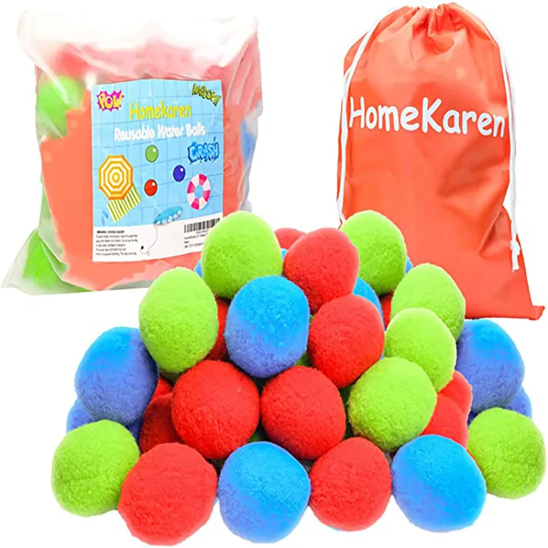 

Cotton Splash Soaker Bomb Ball 1.8" - Absorbent Splash Water Bouncing Balls in 6 Colors Summer Beach Pool Party Favors Outdoor