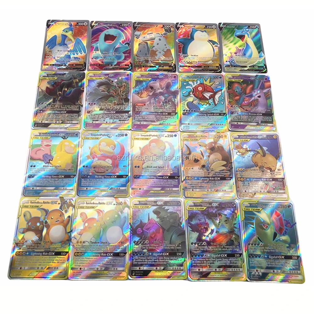 100pcs 40TAG TEAM+60GX Ultra Beast TCG RARE Pokemon Cards Kids Gifts Collection