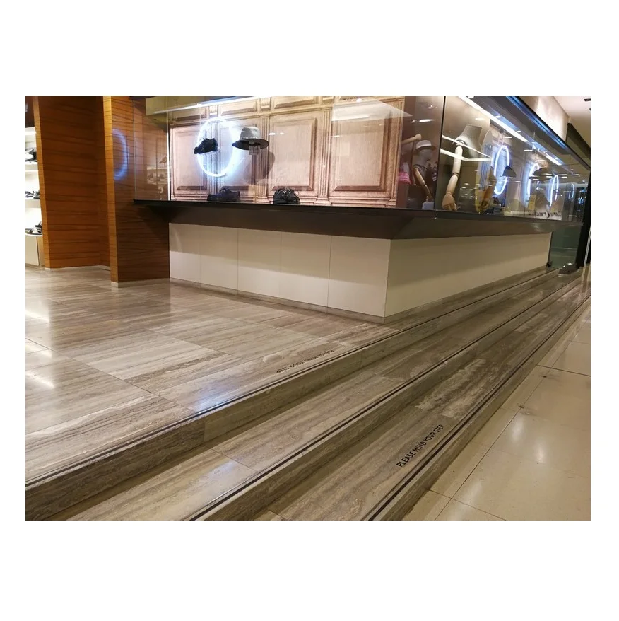 Customized Project 1Premium Luxury Silver Grey Travertine Staircase Tiles Indoor For Sale