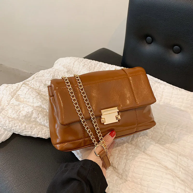 

Retro small square bag simple lock messenge single shoulder bag, Khaki,black,brown