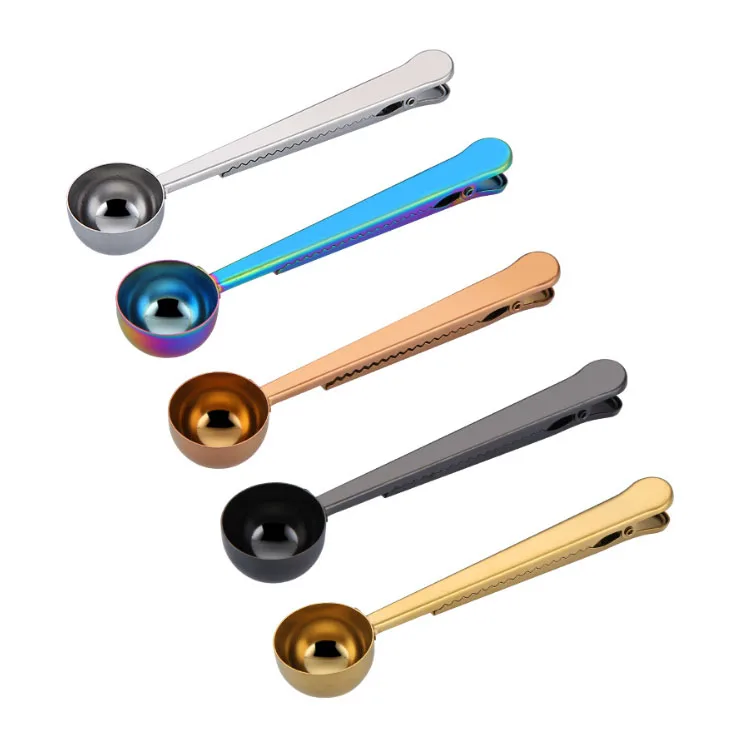 

Custom Logo 18/8 Tea Coffee Measuring Spoon Stainless Steel Coffee Scoop Clip, Silver