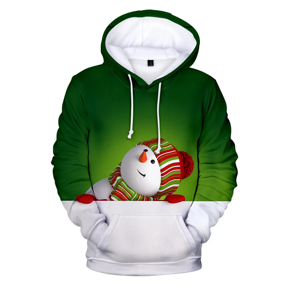 

2021 cross border Christmas Snowman Hooded Sweater digital printing warm autumn sweater 3D Print