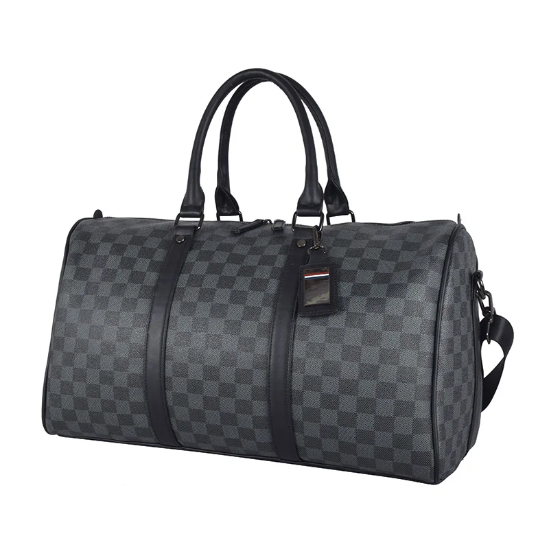 

High quality PU Duffel Bag Fitness Outdoor Travel Large Capacity Storage Shoulder Bag Duffel Bags, Flower,grid