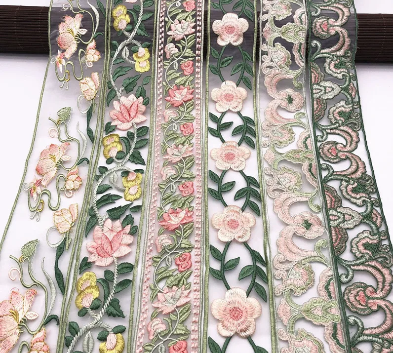 

2022 New Arrivals 5CM Florets Embroidery mesh Lace Trim Ribbon Tape Clothing Curtain Accessories