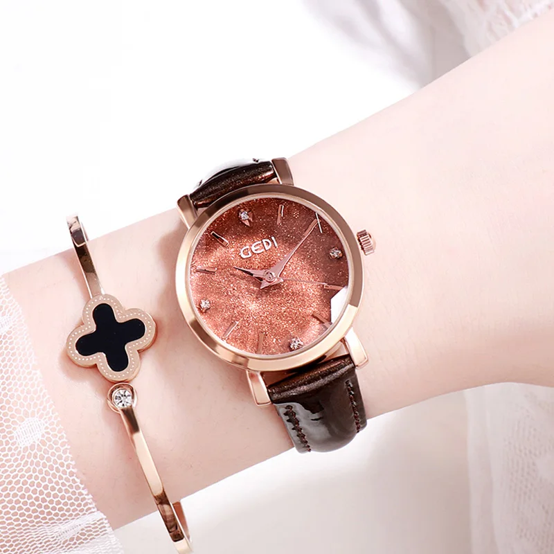 

New Quartz Lady Watch Elegant Diamond Bracelet 3ATM Starry Sky Bling Luxury Womens Wrist Watch, Optional