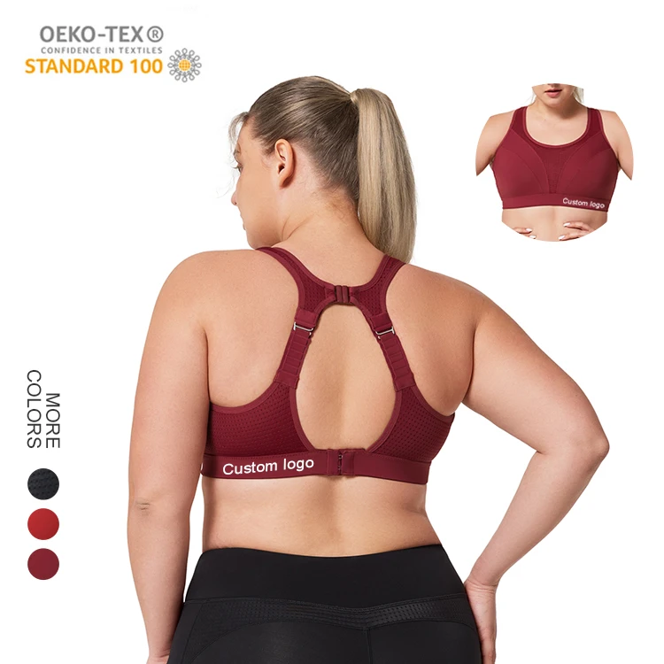 

Custom Non Padded Adjustable Straps Fitness 4XL High Impact Supports Plus Size Sports Bra