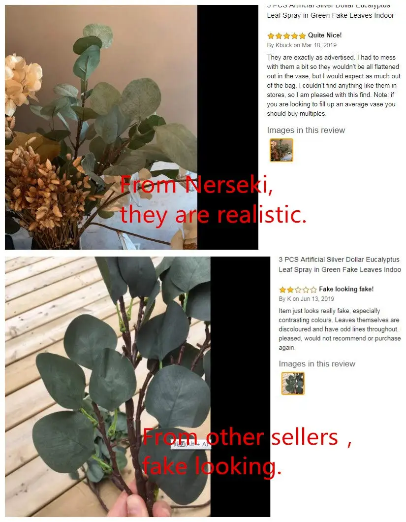 Fake Eucalyptus Leaves Stems Artificial Branches Silver Dollar