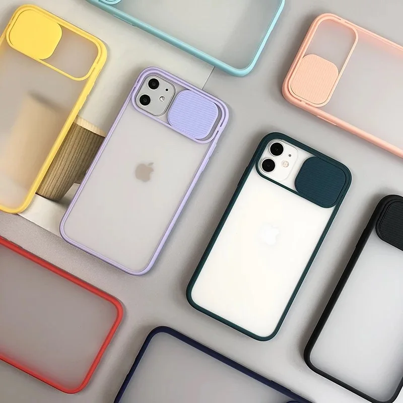 

wholesale shockproof Camera Lens Protection sliding door Lens protect tpu phone case for iPhone 11 pro max, 8 color