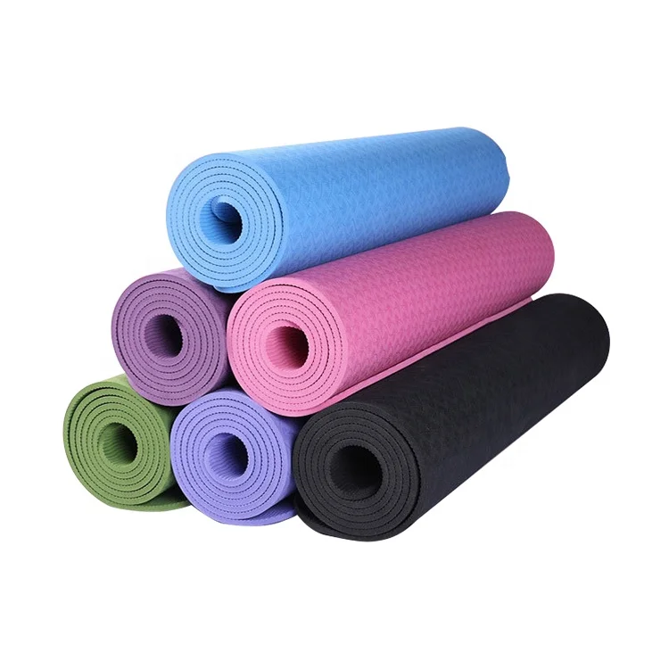 

High Quality TPE Yoga Exercise Mat eco friendly 6mm luxury yellow mats for GYM Fitness, Multiple