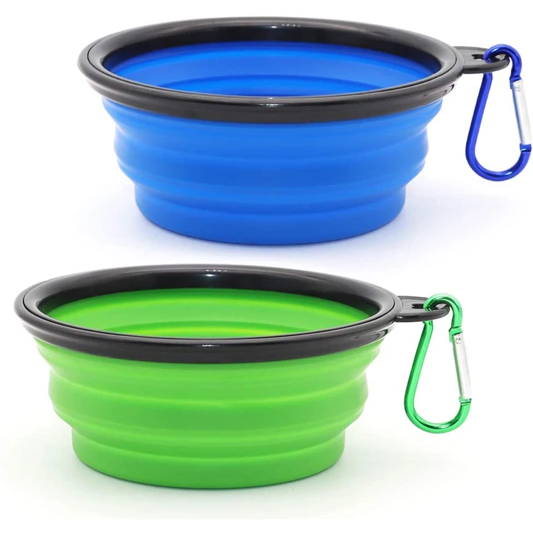 

Outdoor Foldable Collapsible Pet Cat Dog Travel Camping Food Water Bowl BPA Free Portable Silicone Cat Dog Bowl With Carabiner, Blue/green/orange/yellow/red/pink/black/white