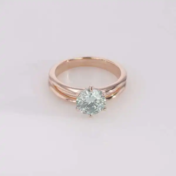 

a set 14K rose gold rings with 2CT blue moissanite