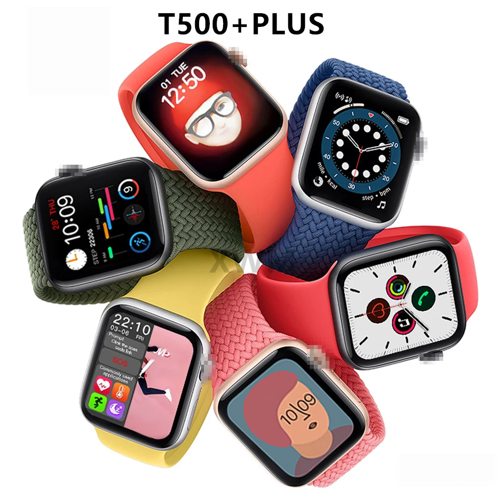

2021Wholesale Newest products T500+ plus Smart watch Hi-Watch Bt 3.0+4.0 BT call Play game 1.75 inch full touch screen T500