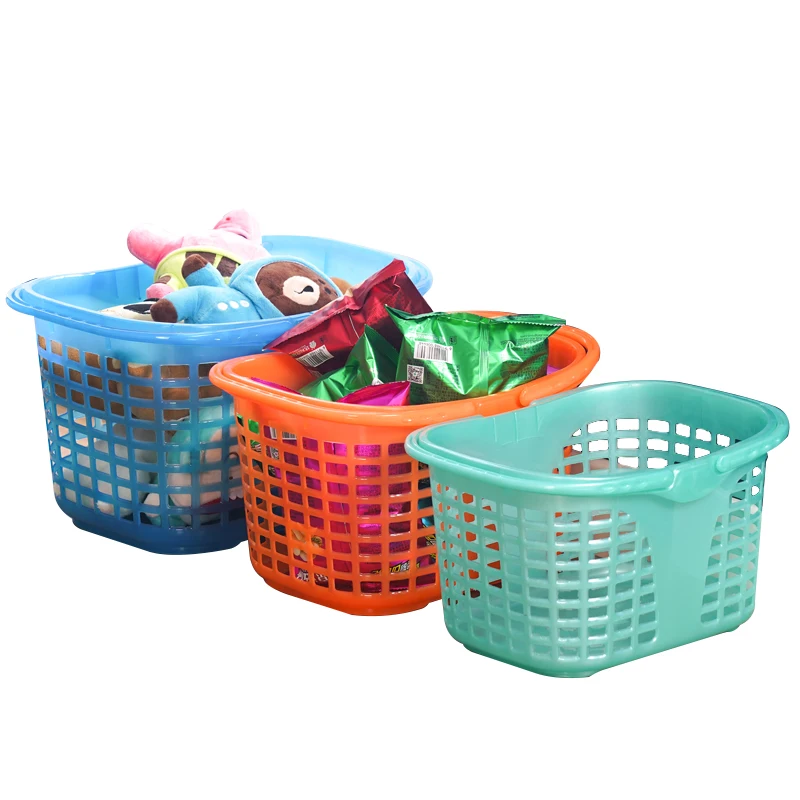 

Wholesale Supermarket Plastic Stackable Small Shopping Basket Hand Baskets For Shop, Orange,blue,green