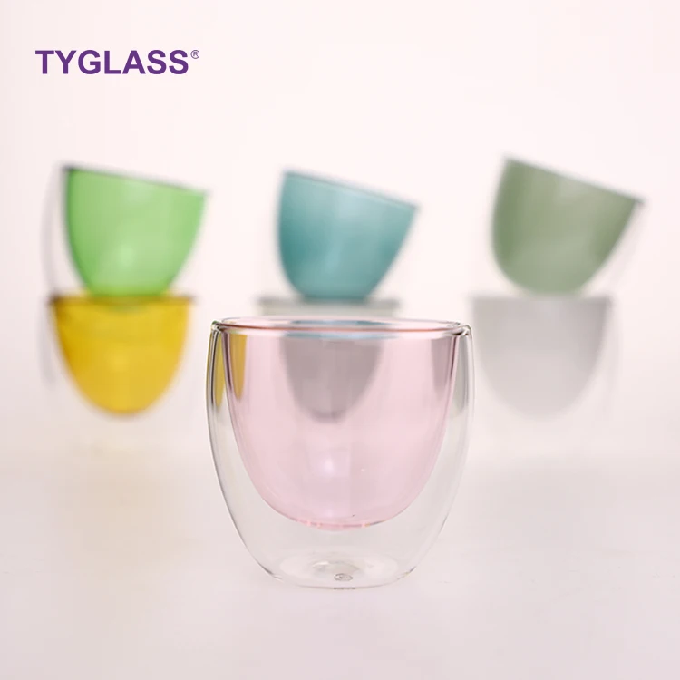 

Best Sales Borosilicate colored double wall drinking glass cup coffee cup from China