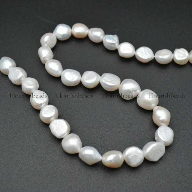 

High Qualtiy Natural White Pearl Smooth Flat Oval Shape Loose Beads No Hole