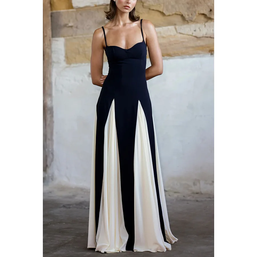 Boutique Wholesale 2026 Summer New Fashionable Camisole Contrasting Color Casual Loose Women's Dress