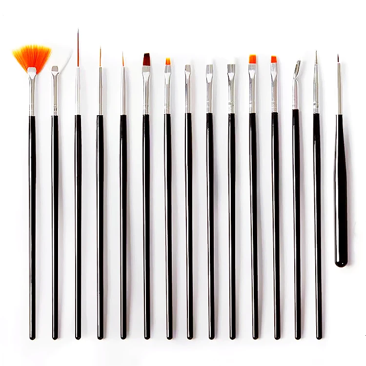 

Wholesale 15 Pcs/Set Nail Art French Drawing Pen Brush For Acrylic Nail Fine Synthetic Nail Brush Set, White,black, pink