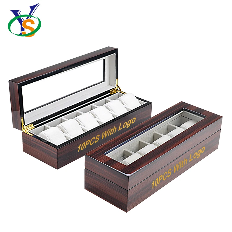 

Dongguan Manufacturer for watch custom wholesale 6 compartments with window wood watch box with custom logo, Brown