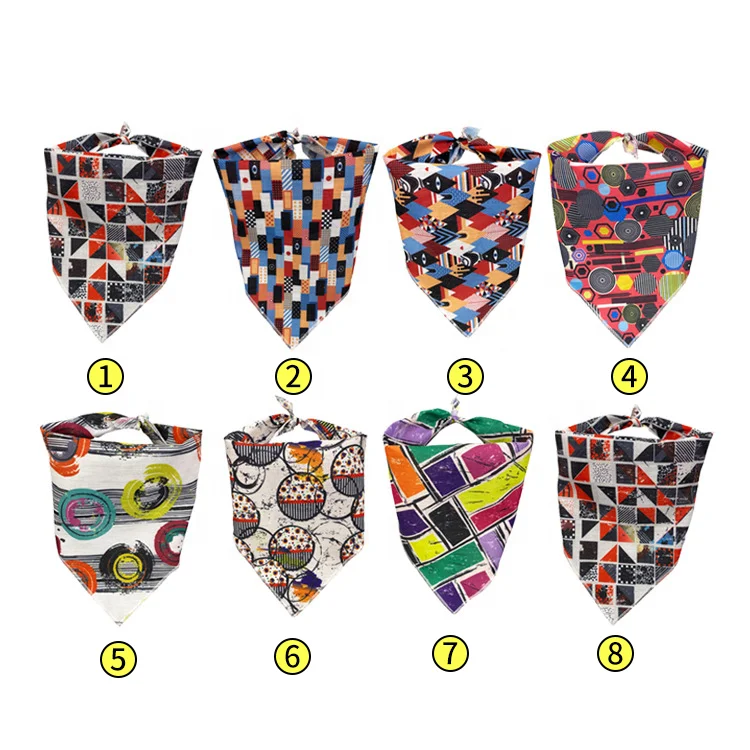 

Wholesale Breathable Polyester Pet scarf New Fashion Printing Pattern Dog Bandana