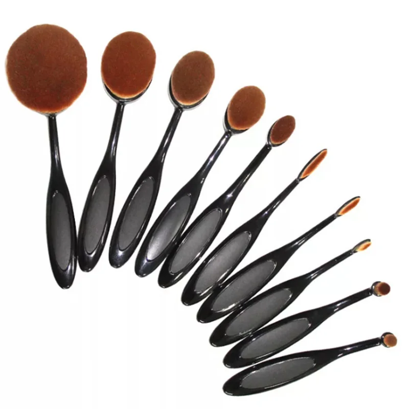 

10pcs Toothbrush makeup brush set professional makeup brush set synthetic fiber brush hair, Black,purple