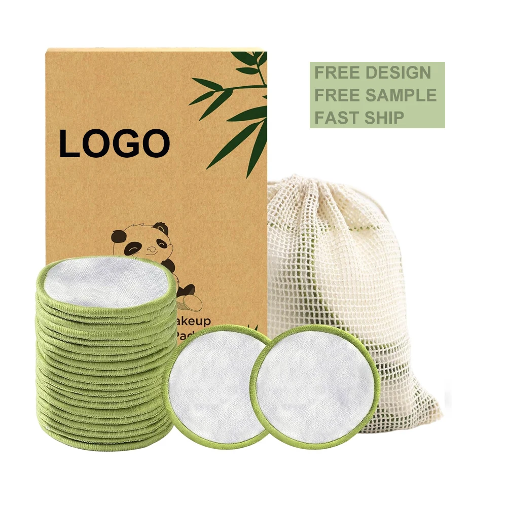 Reusable Bamboo Makeup Remover Pads Custom Logo Washable Natural Organic Round Face Cleansing Pads Facial Removal Cloths Pads