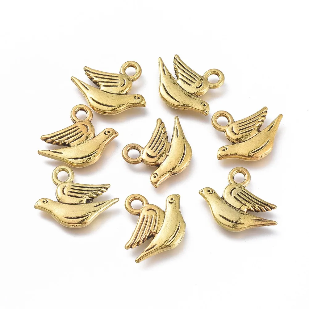 

PandaHall Tibetan Style Alloy Antique Golden Bird Pendants