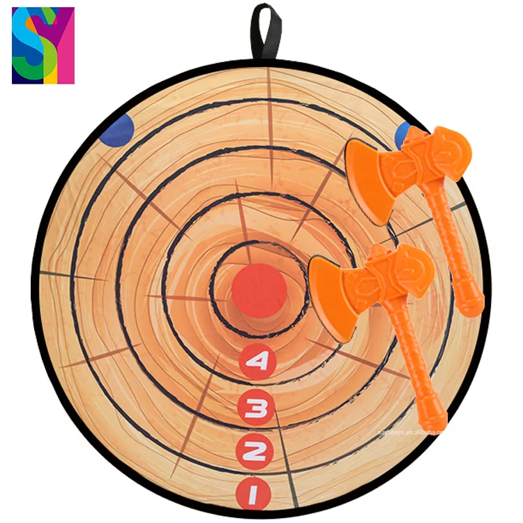 

SY Juguetes Outdoor 71CM Board Game Sport ax Indoor Cloth Hatchet Double Sided Safe For Kids Target Foldable Dartboard Set Toy, As picture show