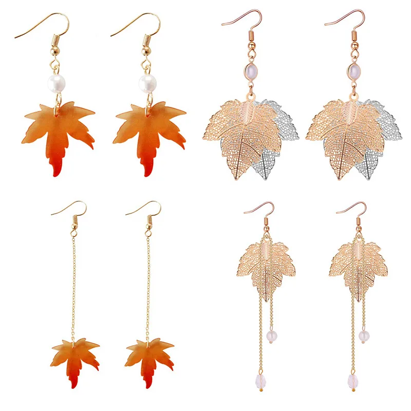 Statement Turkey Earrings Jewelry Gift Beautiful Pumpkin Dangle Earrings Fall Maple Leaf Dangle Earrings Gifts for Women Girls