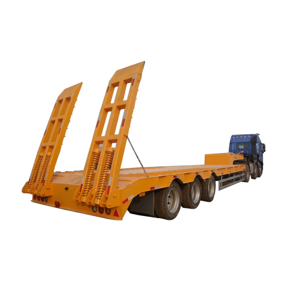 

Lowbed Truck Trailer 3 Axles 60t Payload Lowboy Trailer Semi Trailer, Customers optional