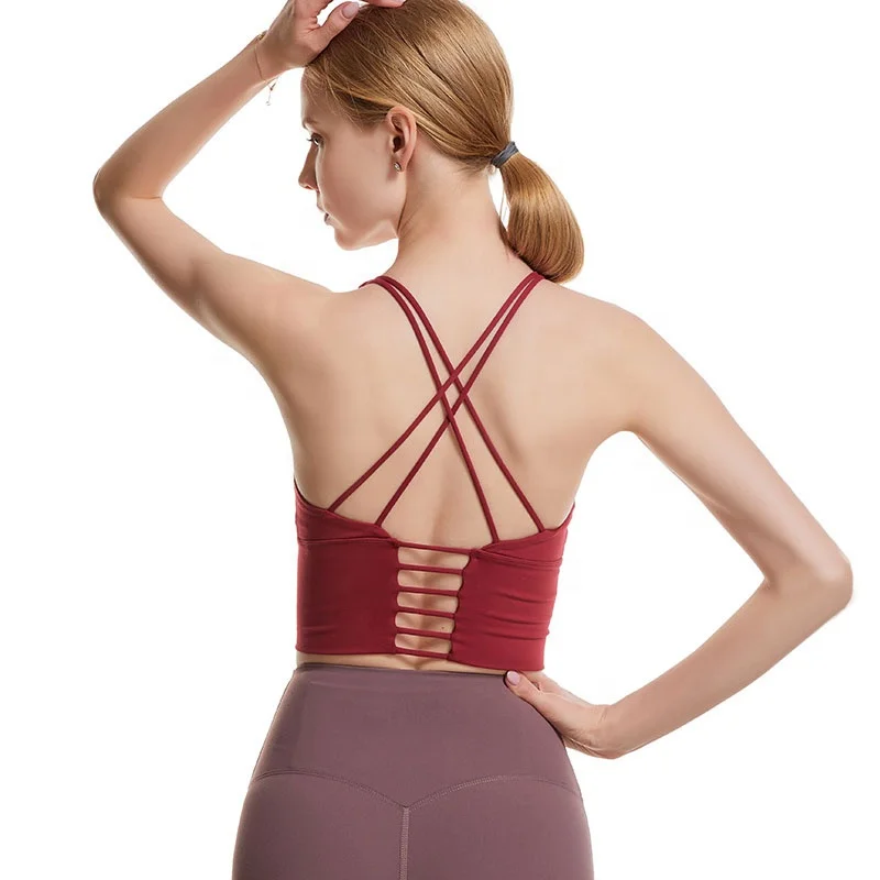 

2021 New Arrival fashion sexy crop yoga tops fitness workout Anti-vibration women's halter tank tops wholesale