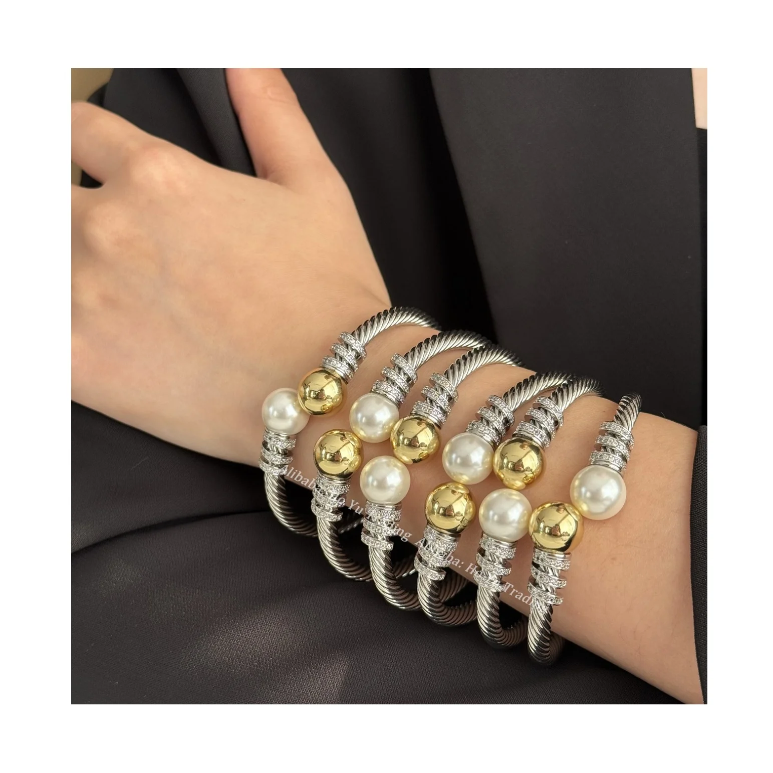 INS HOT New Fashion Jewelry Gold Silver Bracelets Set Bangle with Moissanite Micro Diamond for Women Men Couple Gifts Friendship