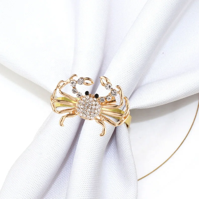 

Decorative Buffet Basics Napkin Ring Crystal Crab Napkin Rings for Wedding Family Holiday Dinner HWD137