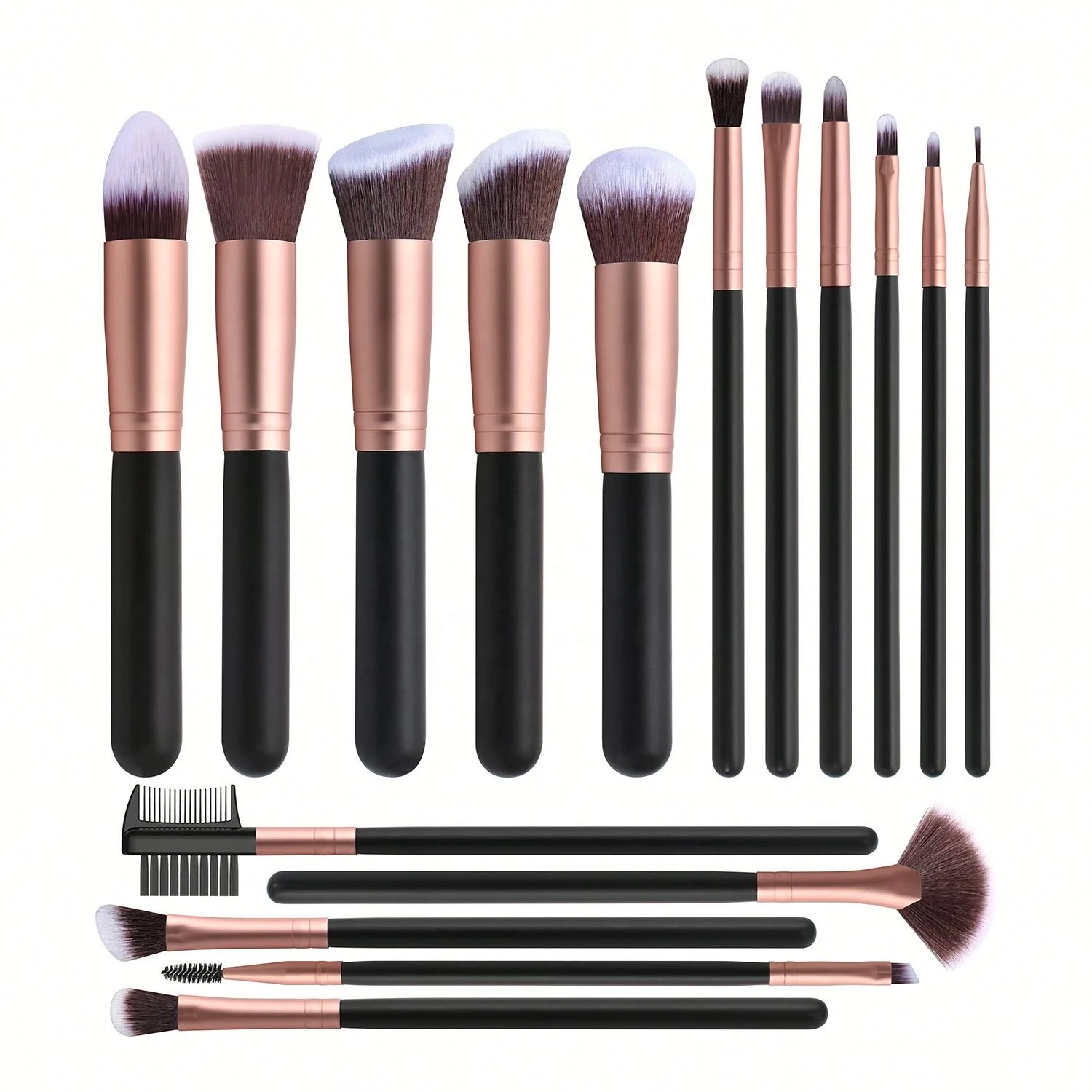 

16 PCS Matte Rose Gold Makeup Brushes Foundation Eye Shadow Brush Beauty Tools, Green