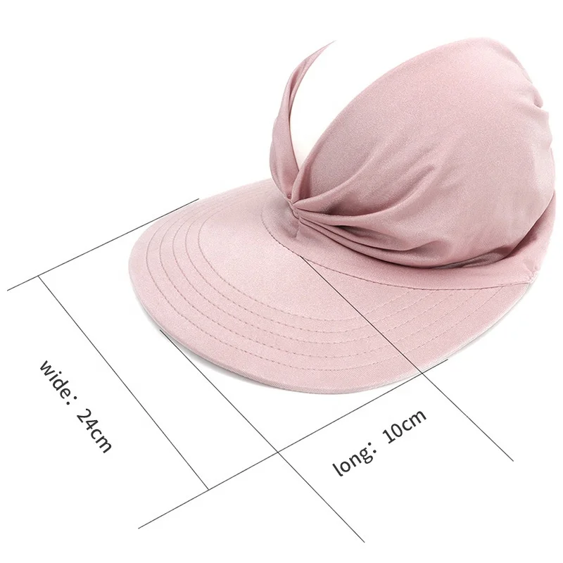 

Hot Sale Wide Brim Hollow Hat Pure Color Sport Cap Women Elastic Beach Visor Hat